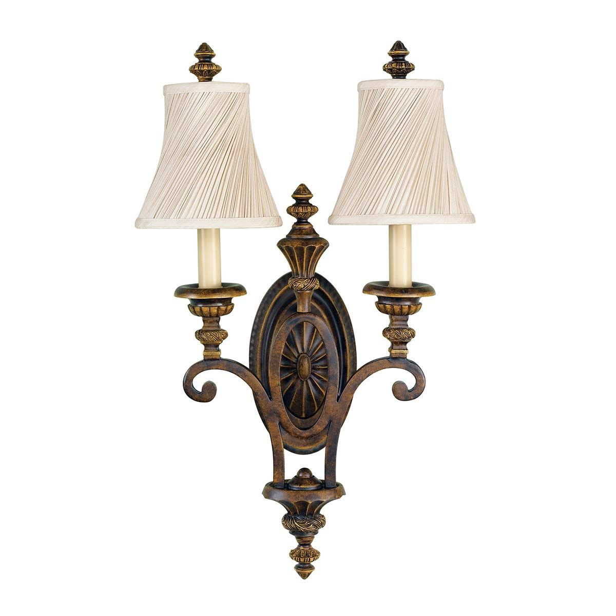 Feiss Drawing Room Upward 2 Light Wall Fitting - Walnut