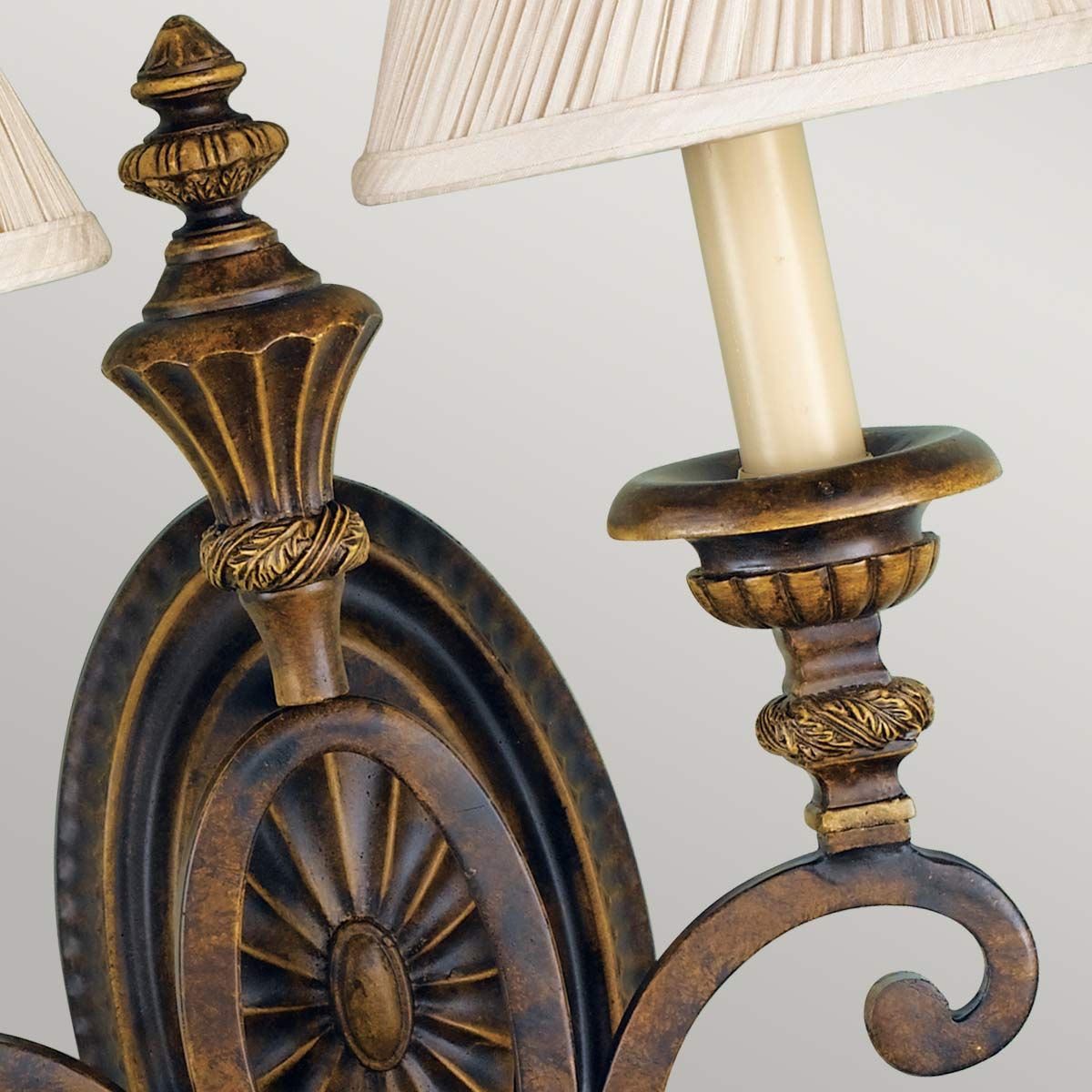 Feiss Drawing Room Upward 2 Light Wall Fitting - Walnut