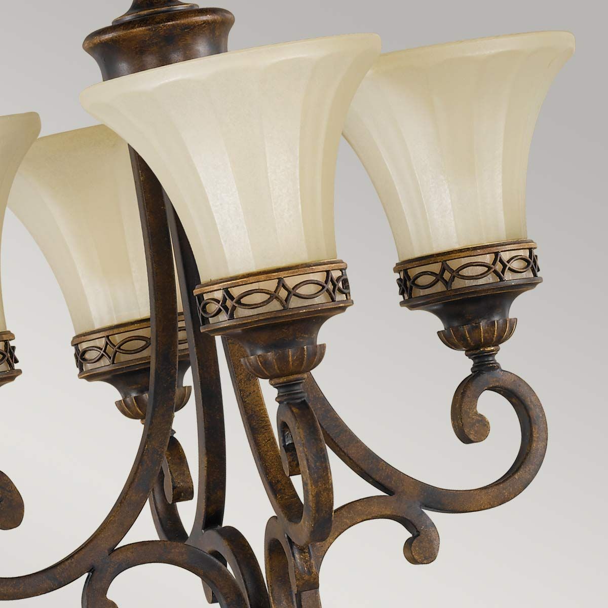 Feiss Drawing Room 4 Light Chandelier - Walnut