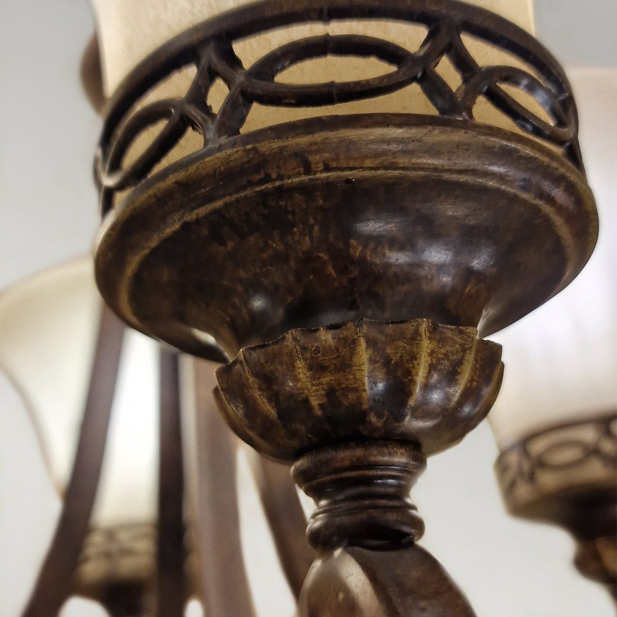 Feiss Drawing Room 4 Light Chandelier - Walnut