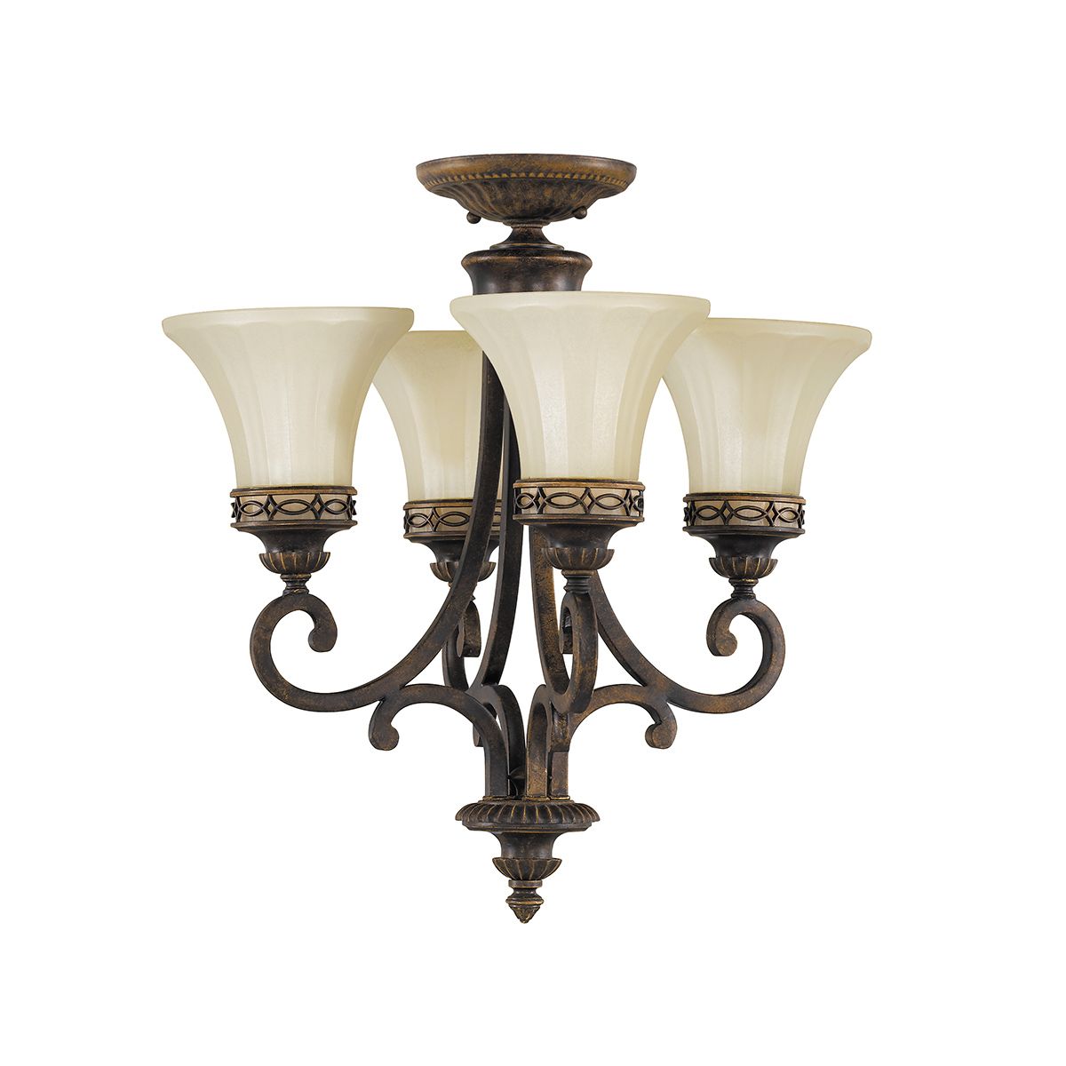 Feiss Drawing Room 4 Light Chandelier - Walnut