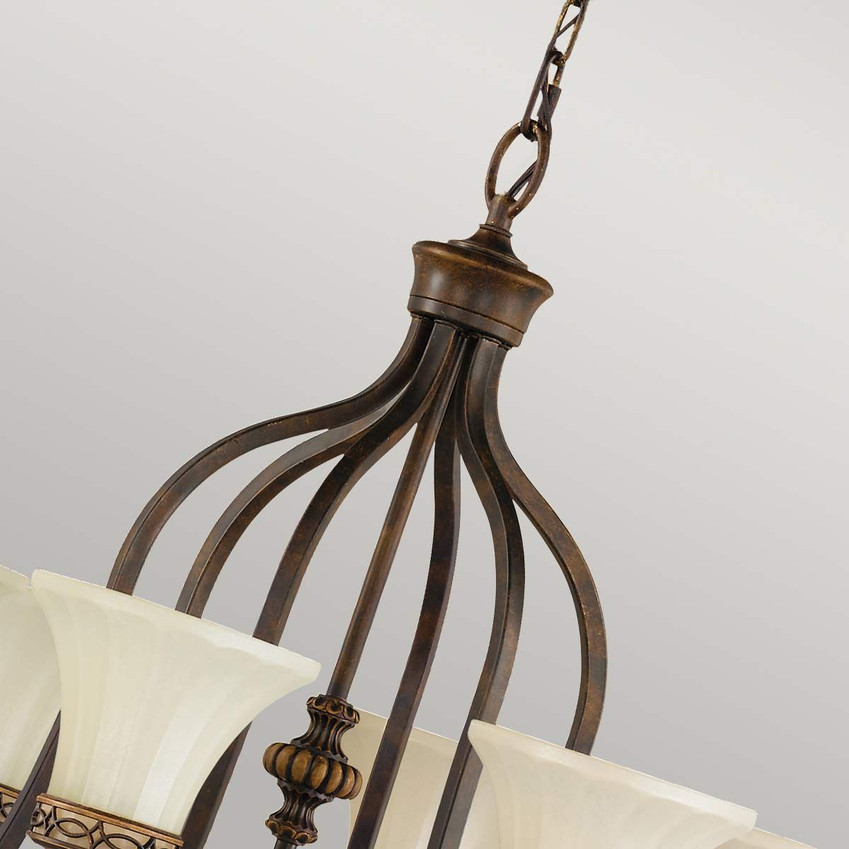 Feiss Drawing Room 6 Light Chandelier - Walnut