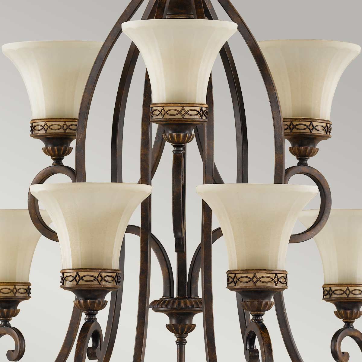 Feiss Drawing Room 9 Light Chandelier - Walnut