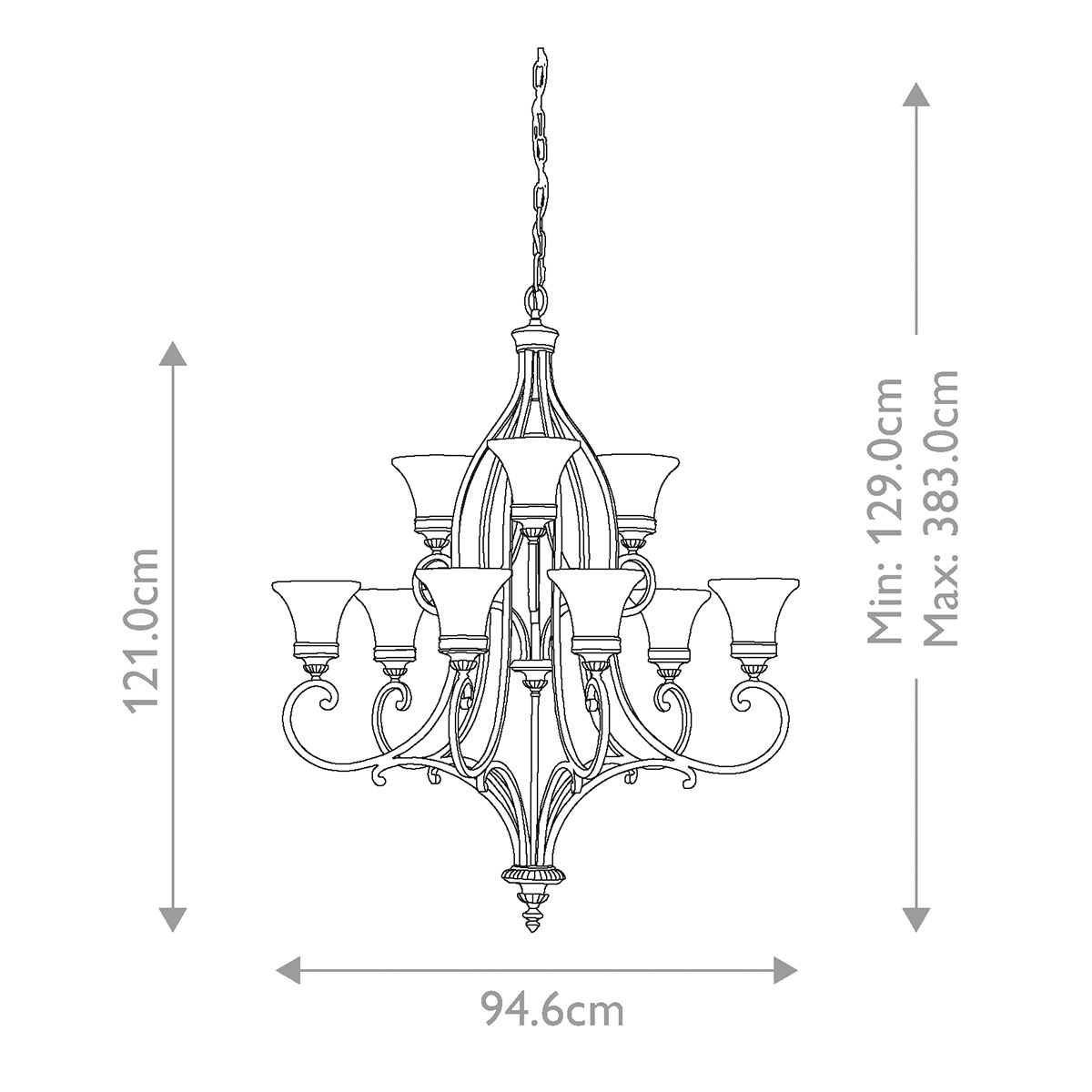 Feiss Drawing Room 9 Light Chandelier - Walnut