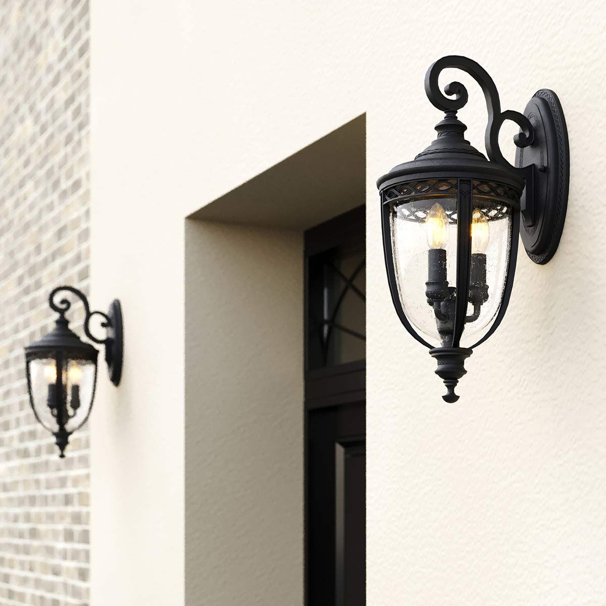 Feiss English Bridle 3 Light Large Wall Lantern - Black