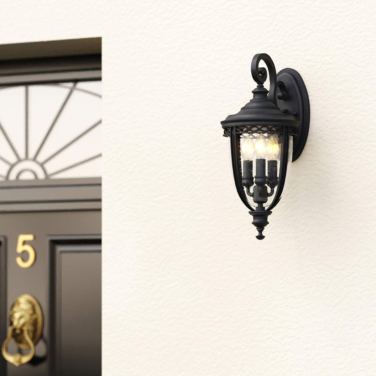 Feiss English Bridle 3 Light Medium Wall Lantern - Black