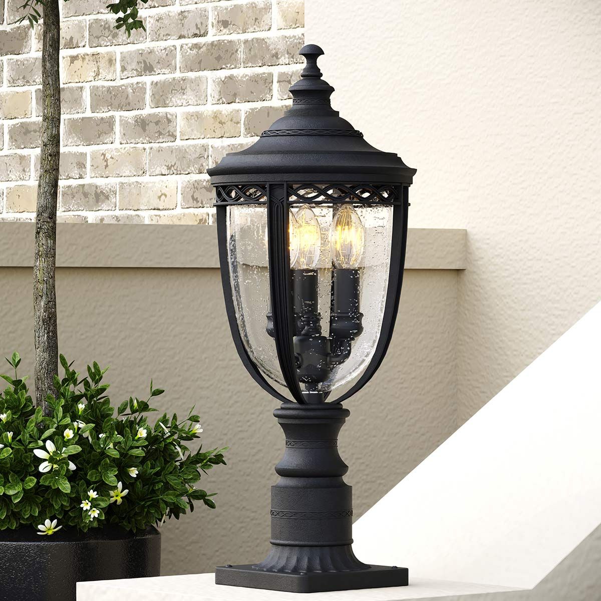 Feiss English Bridle 3 Light Medium Pedestal - Black