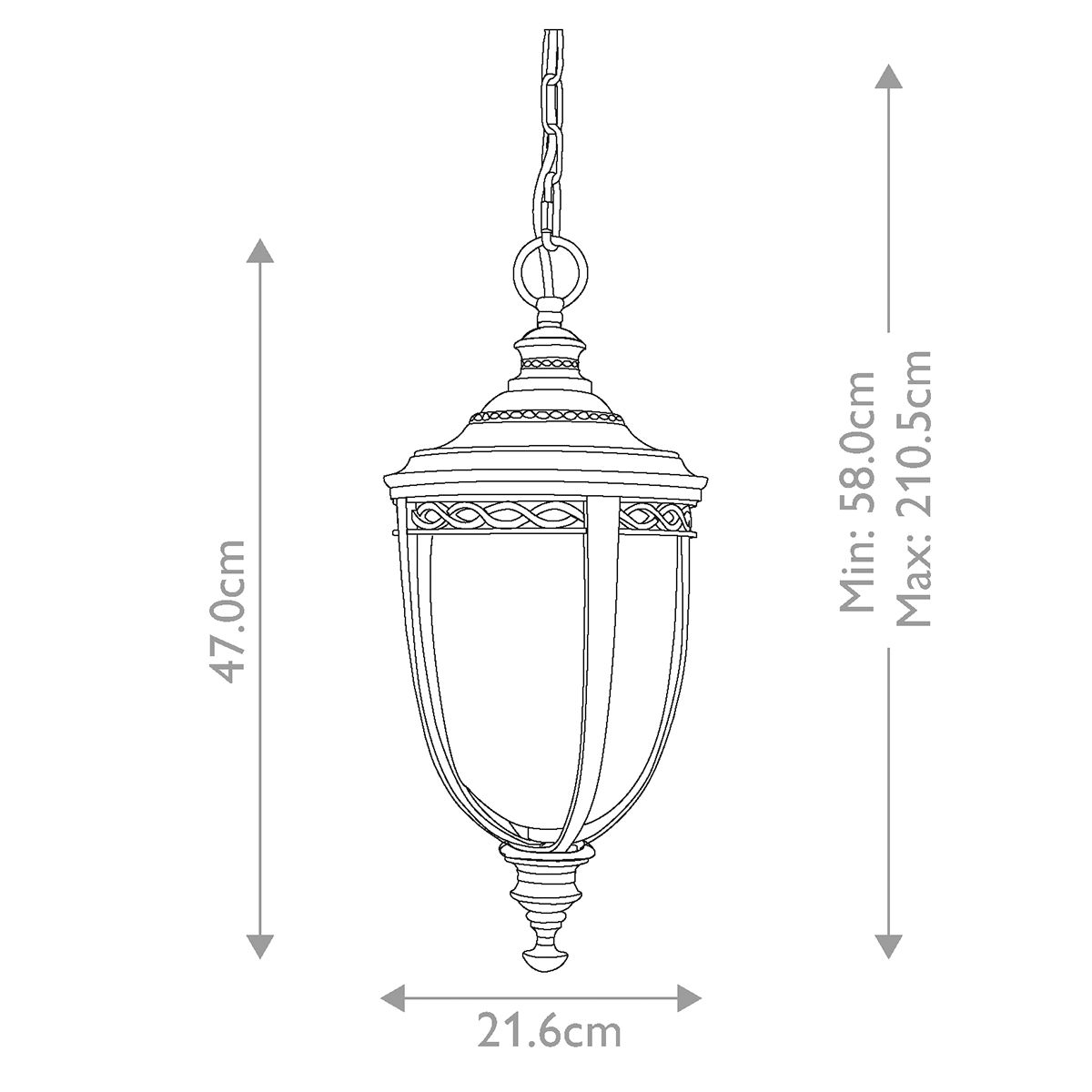 Feiss English Bridle 3 Light Medium Chain Lantern - Black