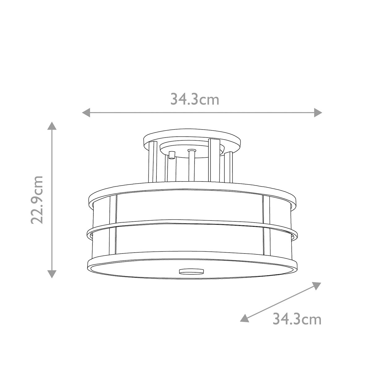 Feiss Fusion 3 Light Semi-Flush Mount - Painted Natural Brass