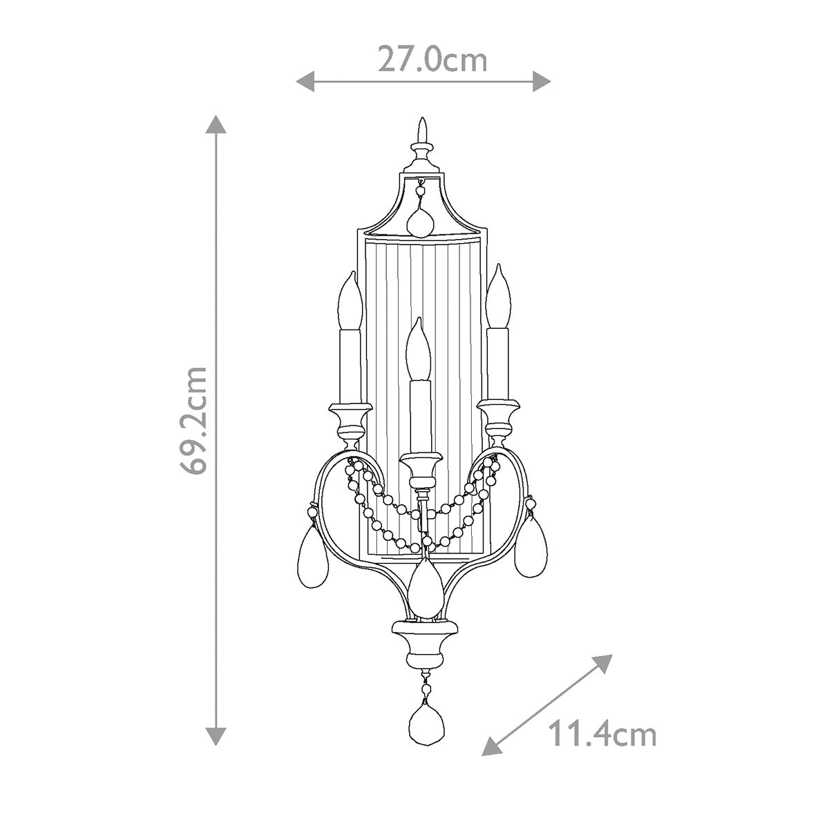Feiss Gianna 3 Light Wall Light - Gilded Silver