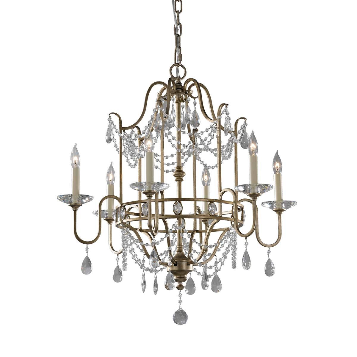 Feiss Gianna 6 Light Chandelier - Gilded Silver