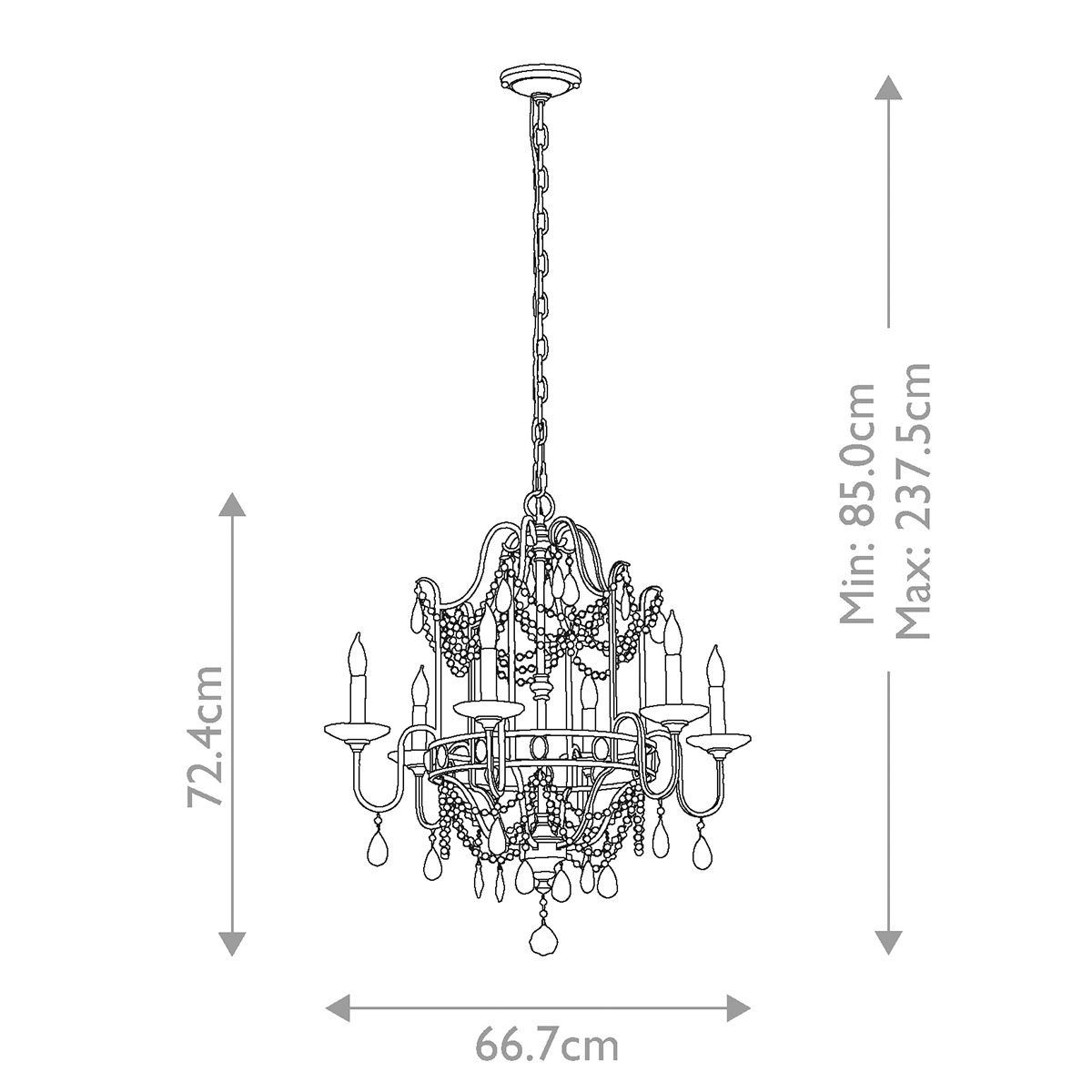Feiss Gianna 6 Light Chandelier - Gilded Silver