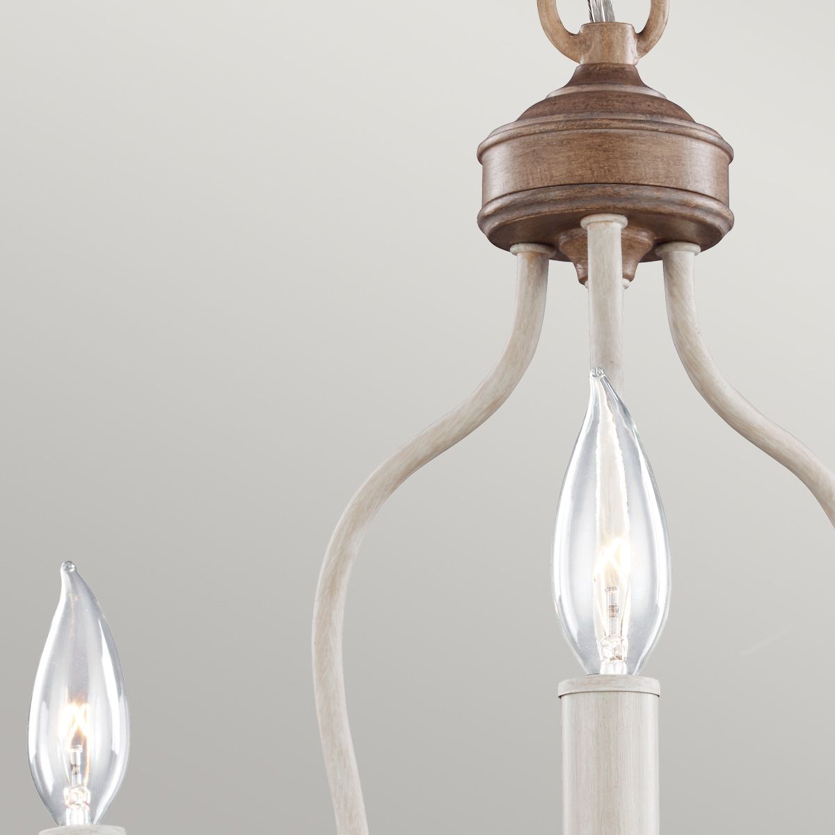 Feiss Hartsville 3 Light Chandelier - Chalk Washed & Beachwood