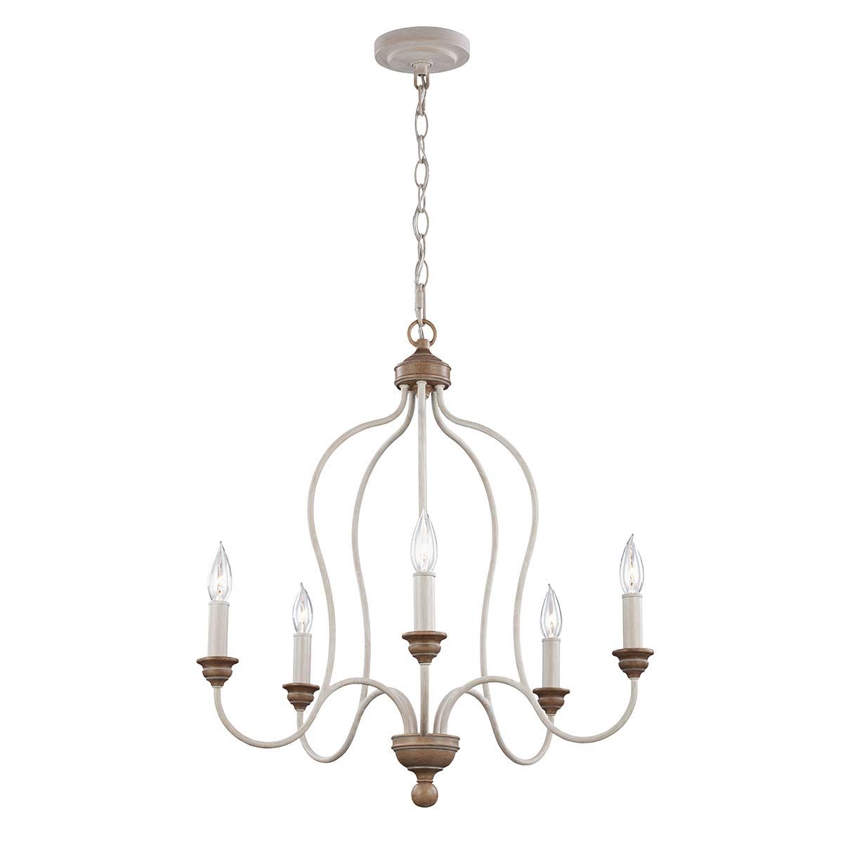 Feiss Hartsville 5 Light Chandelier - Chalk Washed & Beachwood