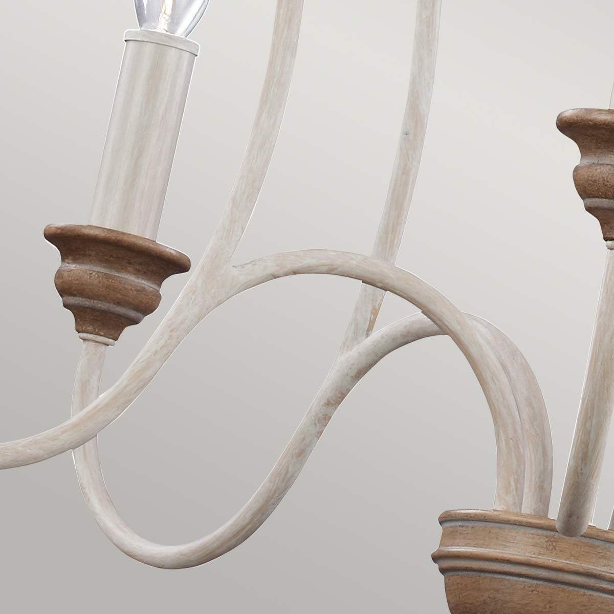 Feiss Hartsville 5 Light Chandelier - Chalk Washed & Beachwood