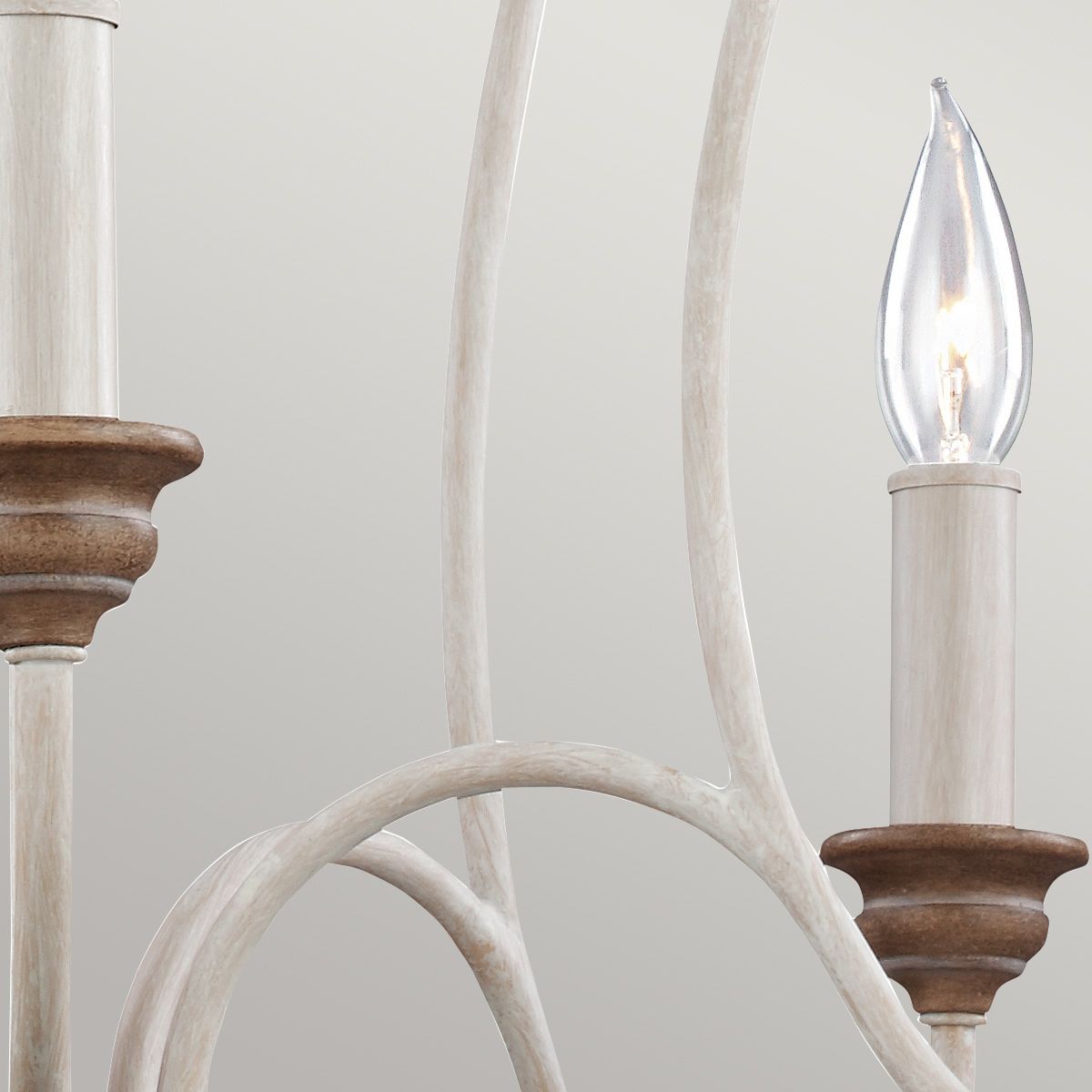 Feiss Hartsville 5 Light Chandelier - Chalk Washed & Beachwood