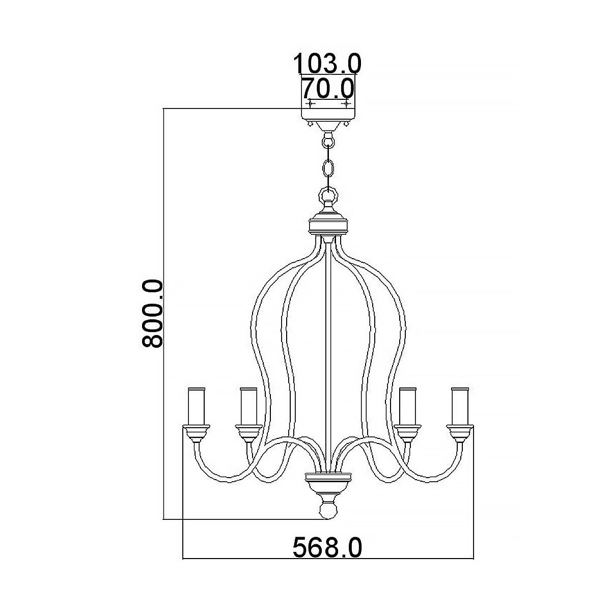 Feiss Hartsville 5 Light Chandelier - Chalk Washed & Beachwood