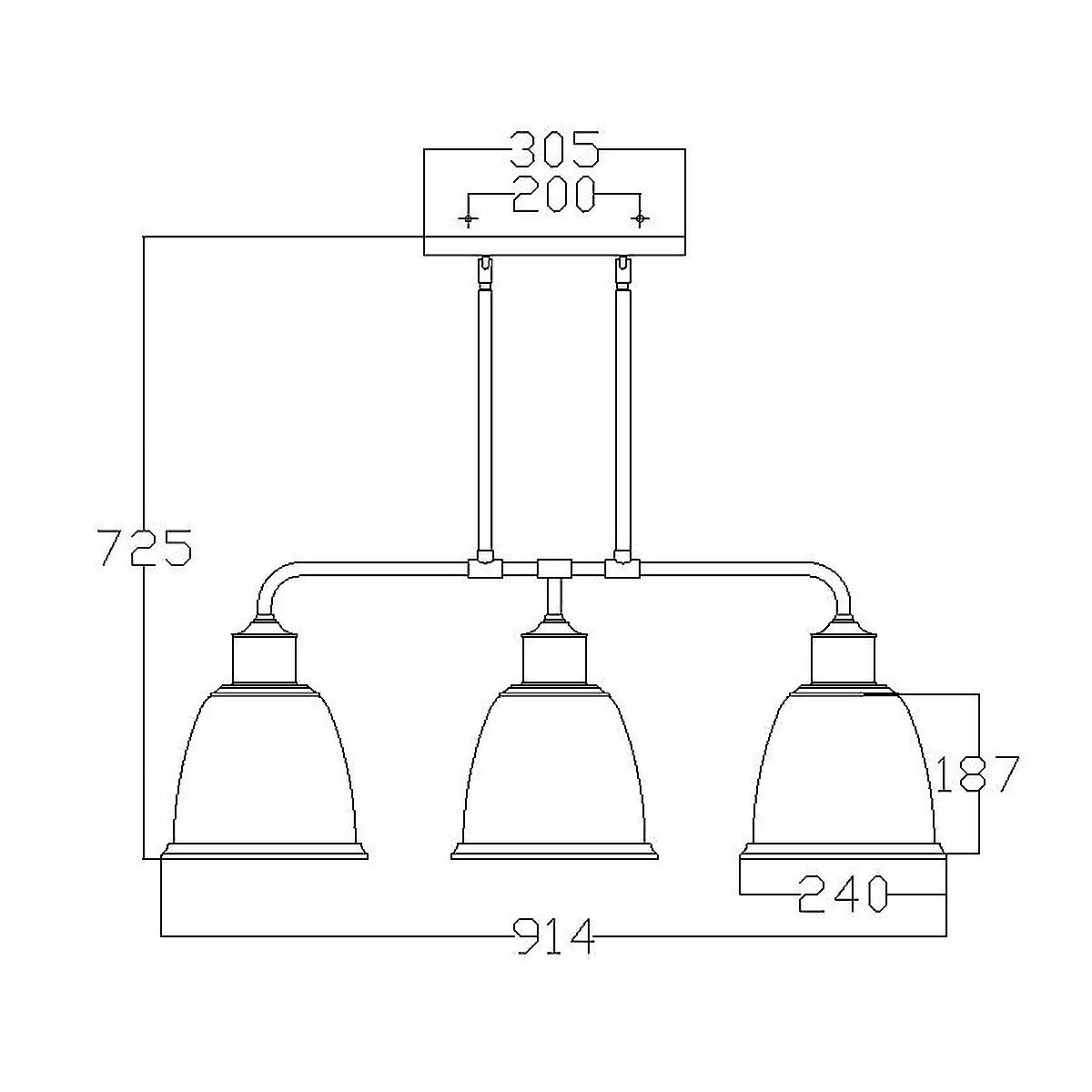 Feiss Hobson 3 Light Island Chandelier - Aged Brass