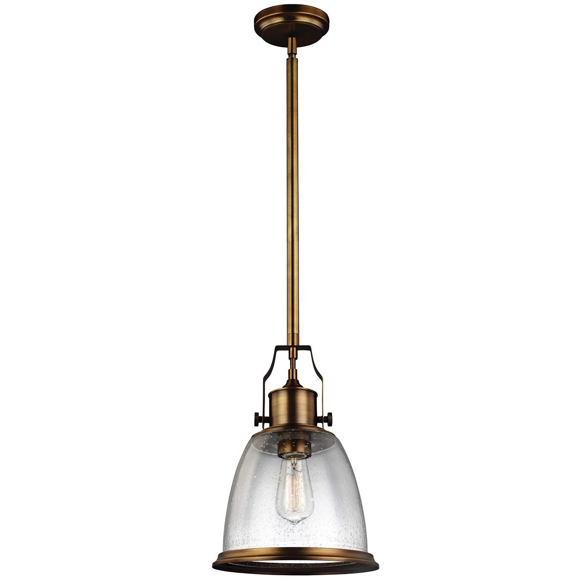 Feiss Hobson Single Medium Pendant - Aged Brass