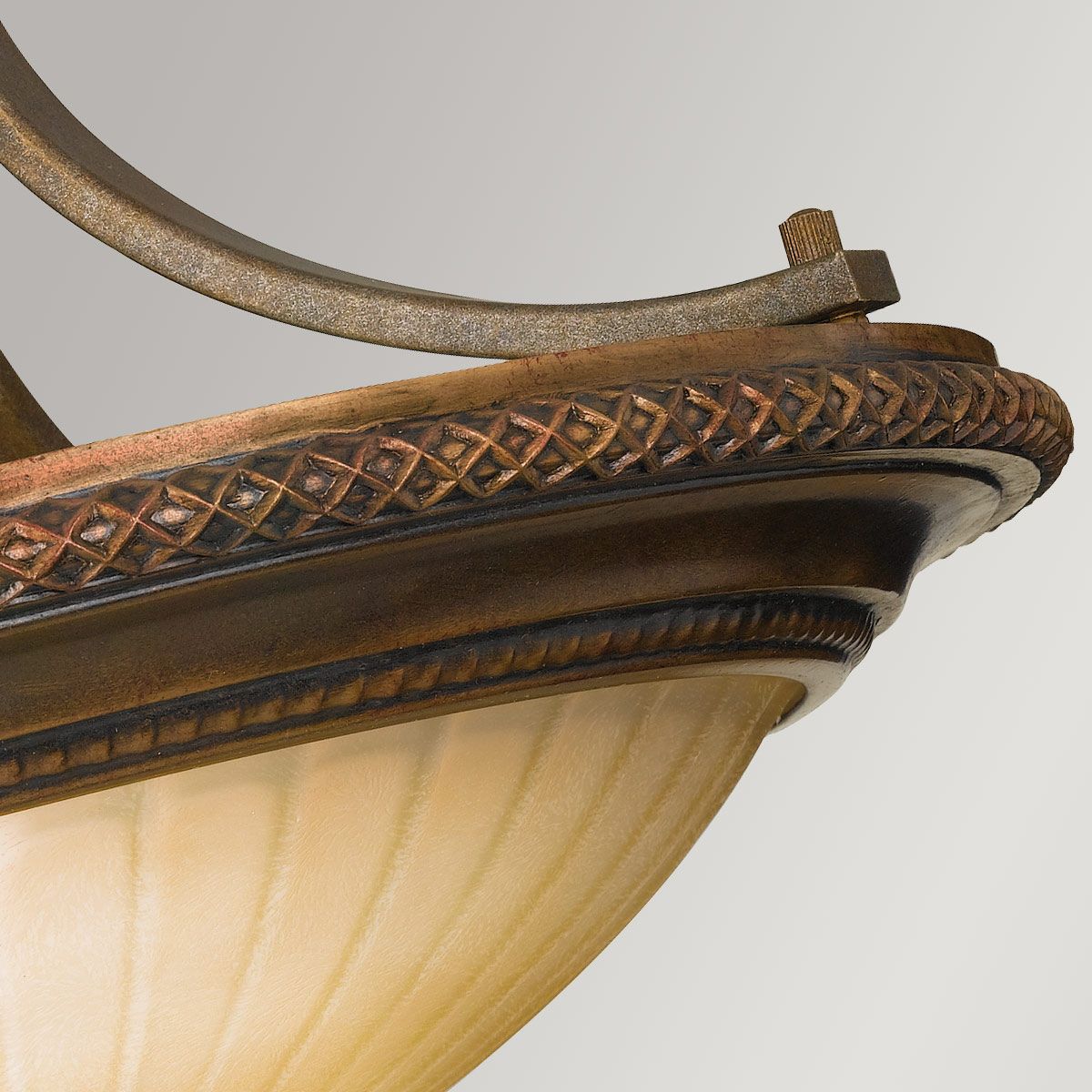 Feiss Kelham Hall 2 Light Semi-Flush Fitting - Firenze Gold & British Bronze