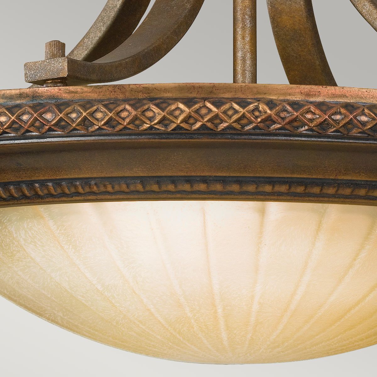 Feiss Kelham Hall 2 Light Semi-Flush Fitting - Firenze Gold & British Bronze