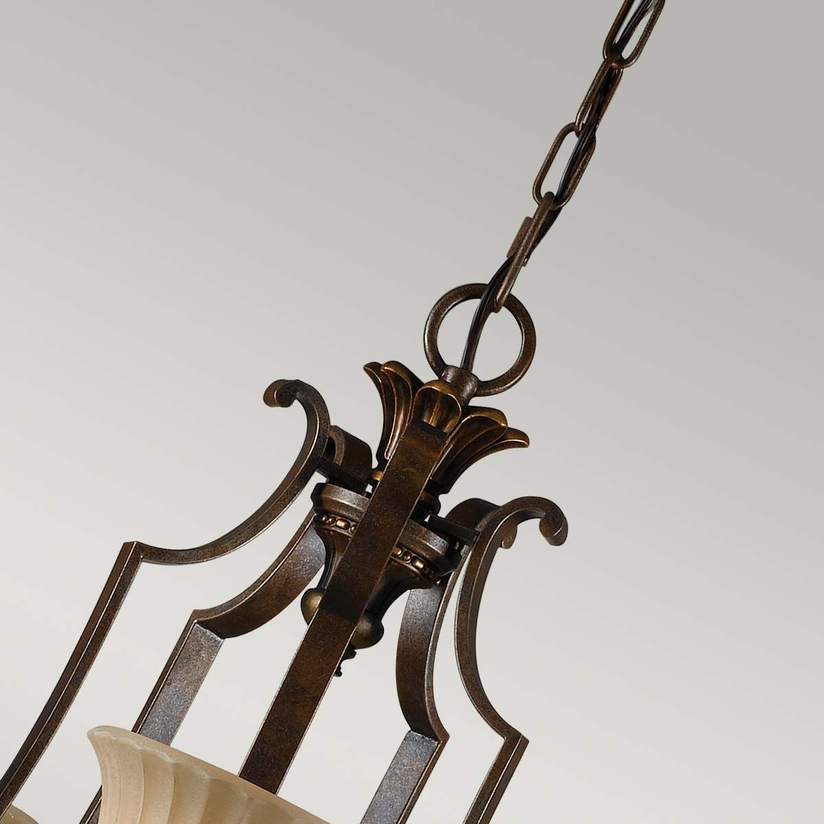 Feiss Kelham Hall 5 Light Up Chandelier - Firenze Gold & British Bronze