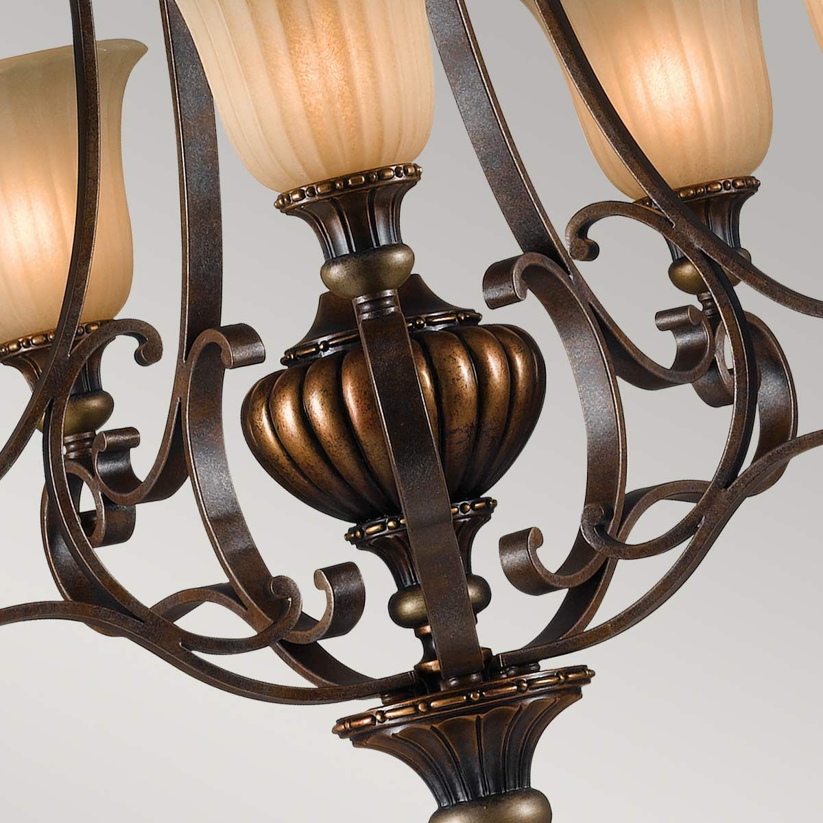 Feiss Kelham Hall 5 Light Up Chandelier - Firenze Gold & British Bronze