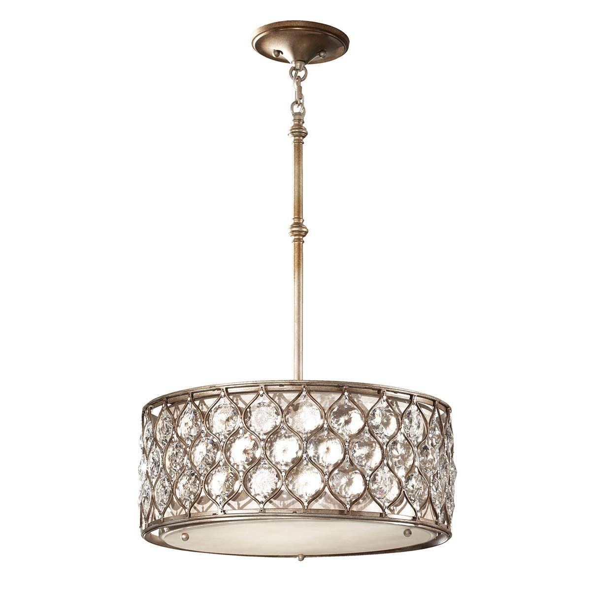 Feiss Lucia 3 Light Pendant Chandelier - Burnished Silver