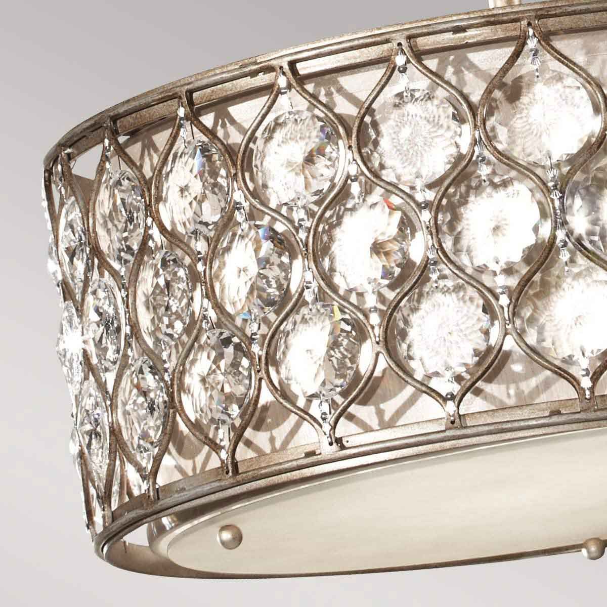 Feiss Lucia 3 Light Pendant Chandelier - Burnished Silver