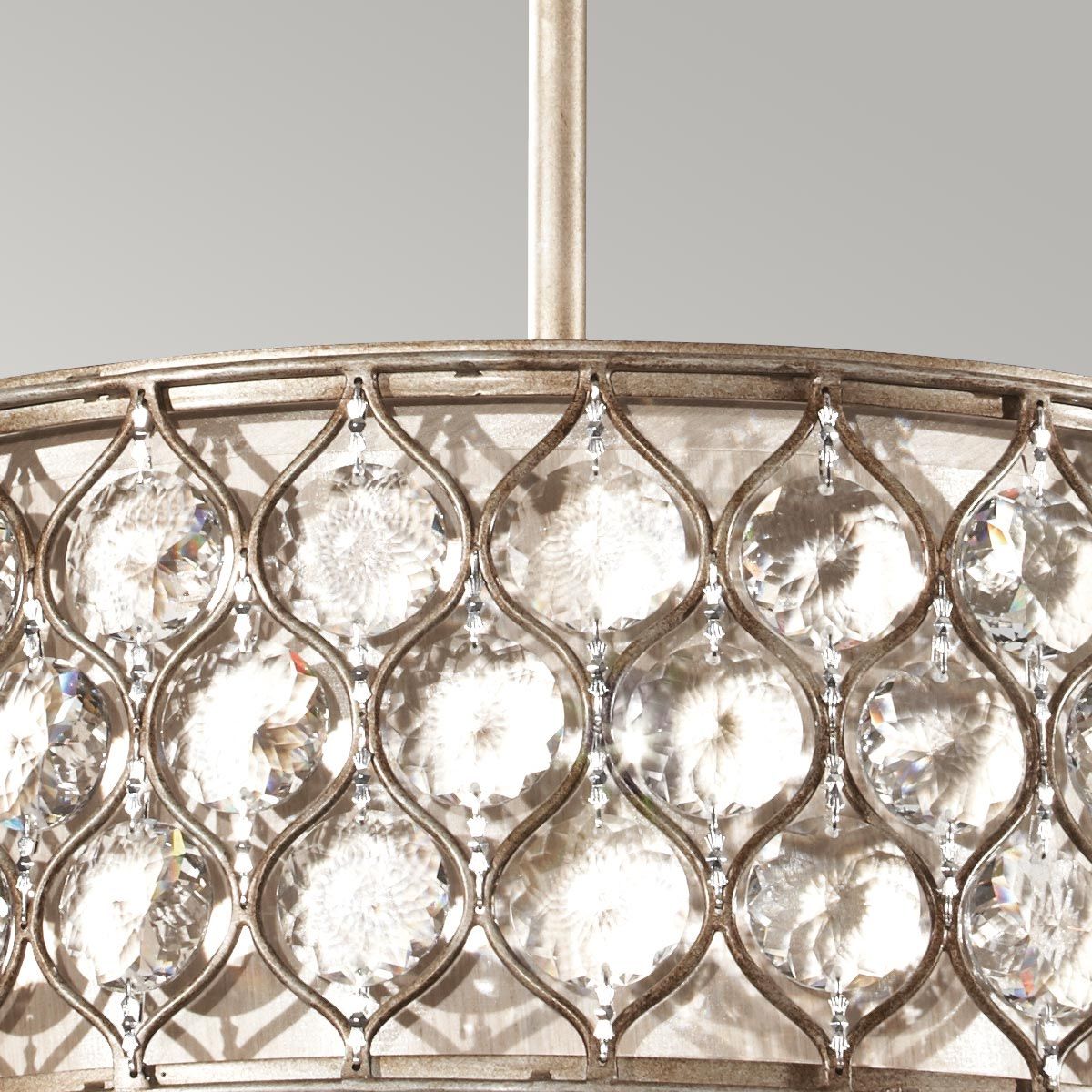Feiss Lucia 3 Light Pendant Chandelier - Burnished Silver