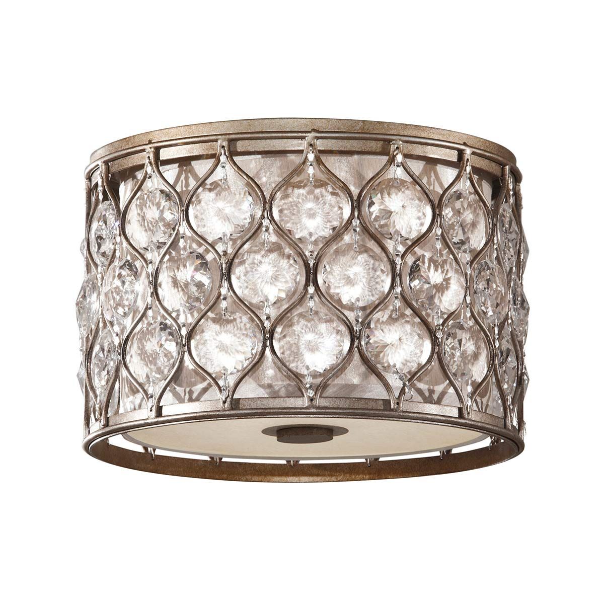 Feiss Lucia 2 Light Flush Fitting - Burnished Silver