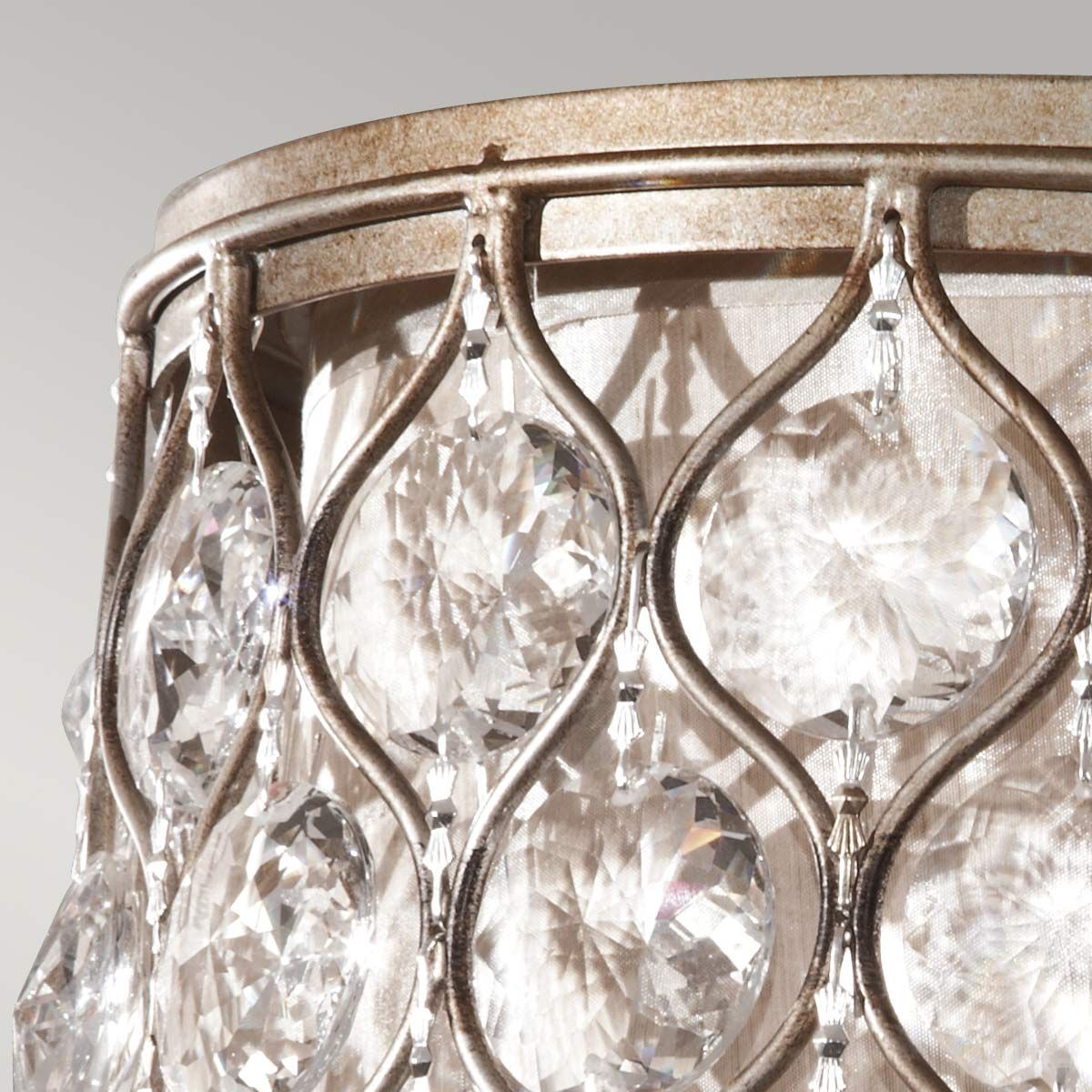 Feiss Lucia 2 Light Flush Fitting - Burnished Silver