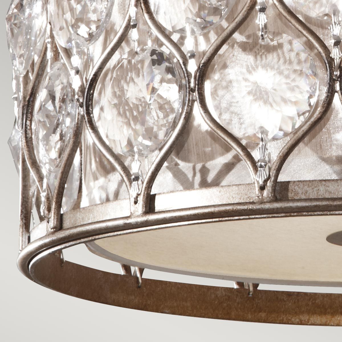 Feiss Lucia 2 Light Flush Fitting - Burnished Silver