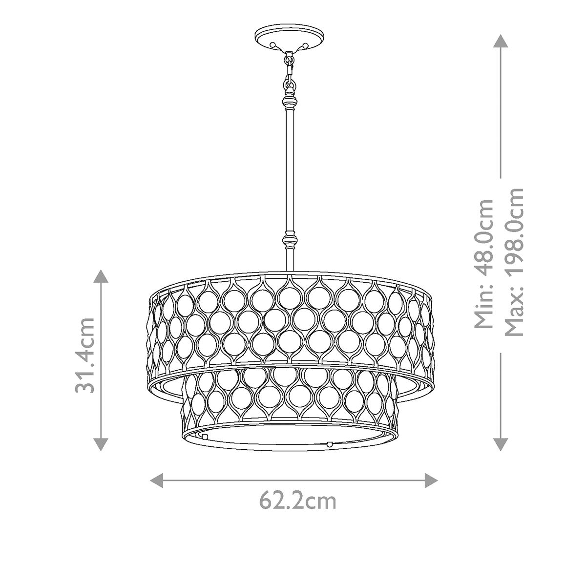 Feiss Lucia 6 Light Chandelier - Burnished Silver