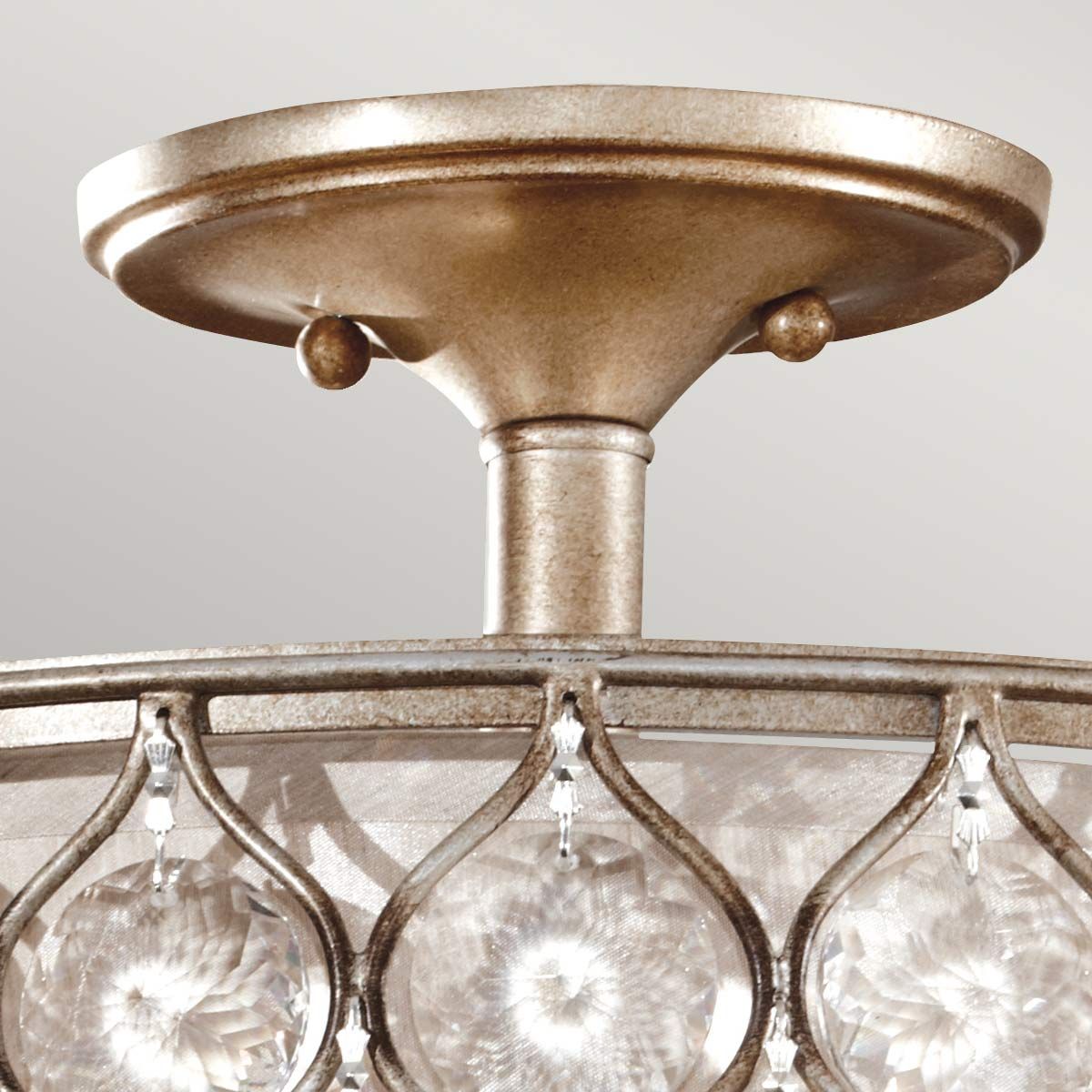 Feiss Lucia Single Semi-Flush Fitting - Burnished Silver