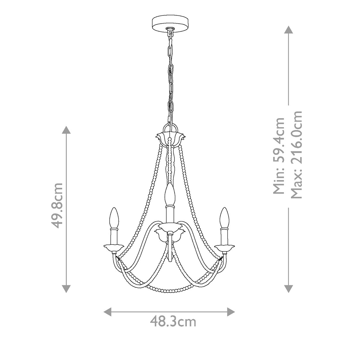 Feiss Maryville 3 Light Chandelier - Washed Grey