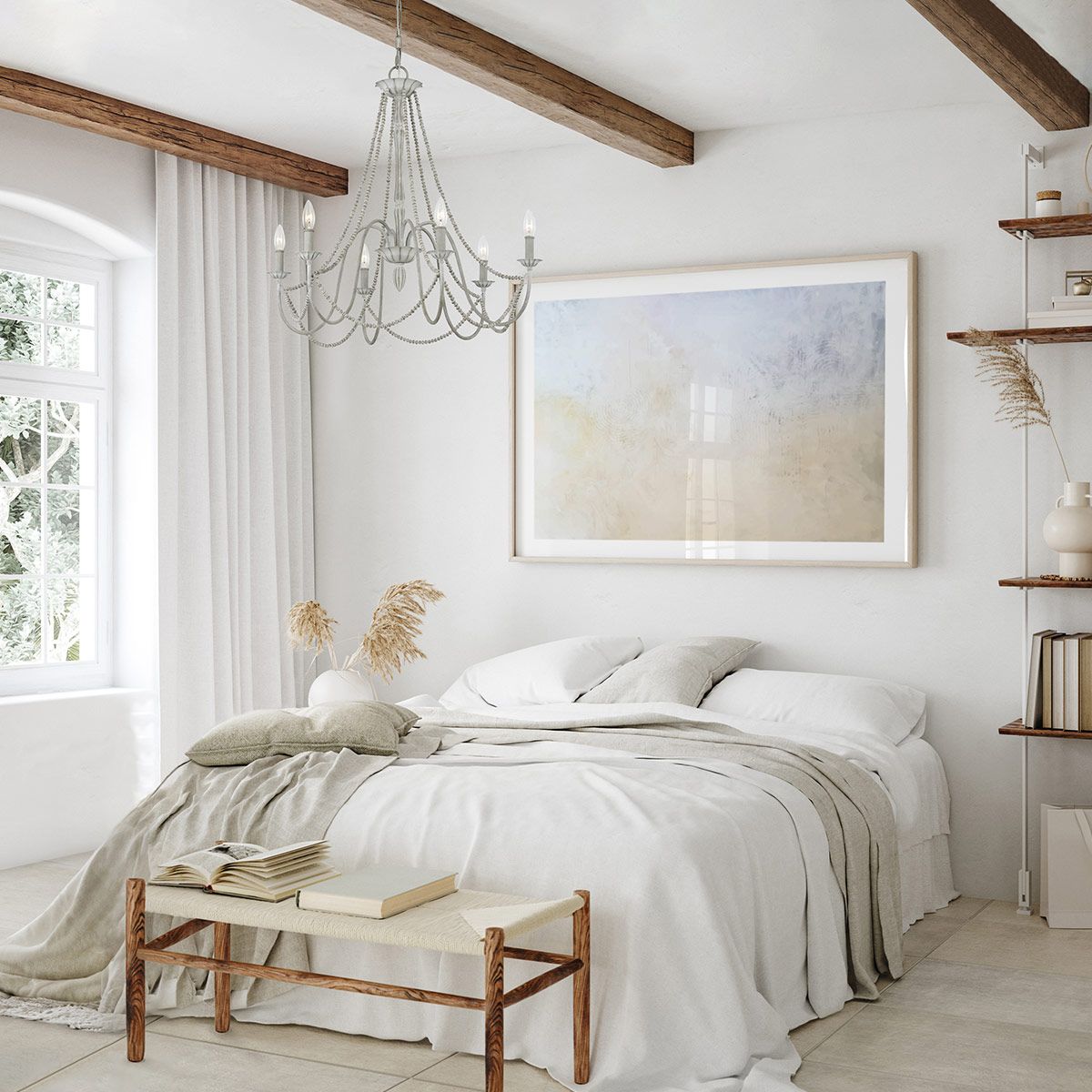 Feiss Maryville 6 Light Chandelier - Washed Grey