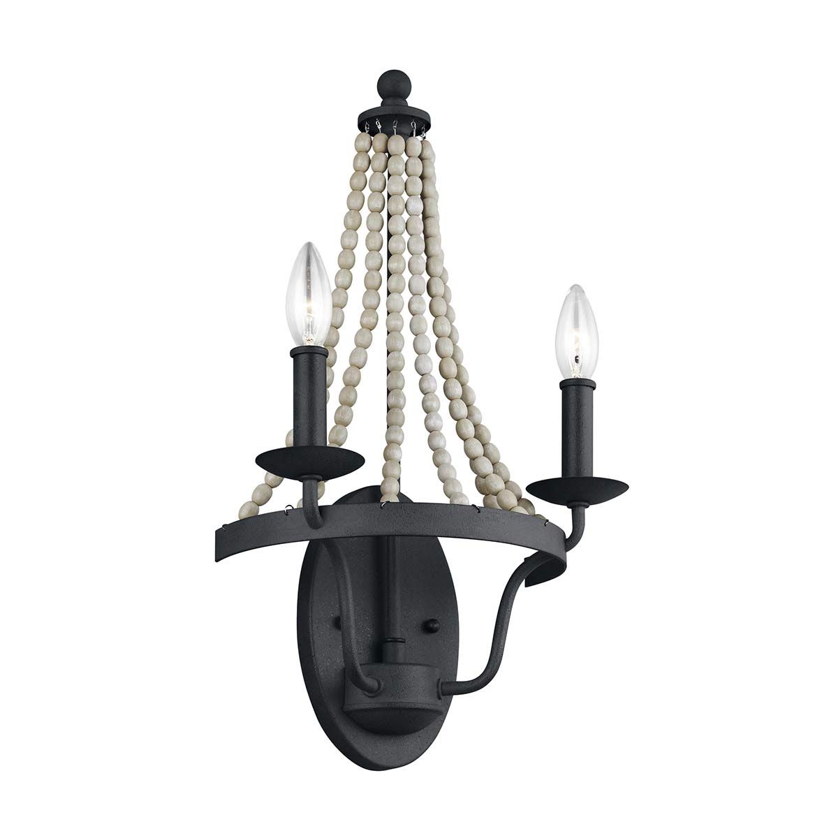 Feiss Nori 2 Light Wall Light - Dark Weathered Zinc & Driftwood Grey