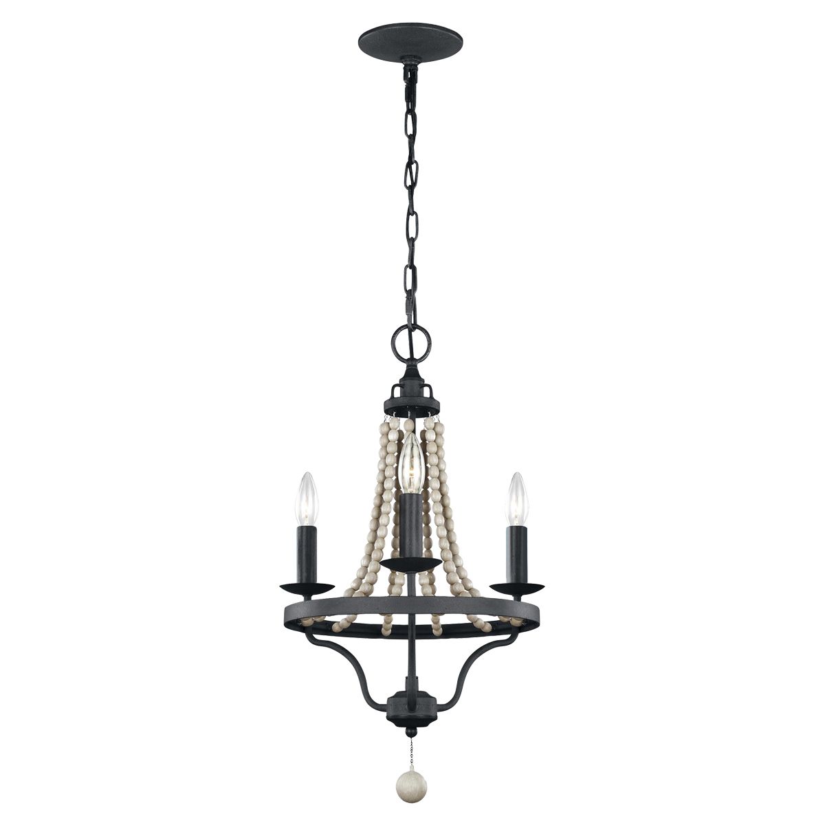 Feiss Nori 3 Light Chandelier - Dark Weathered Zinc & Driftwood Grey