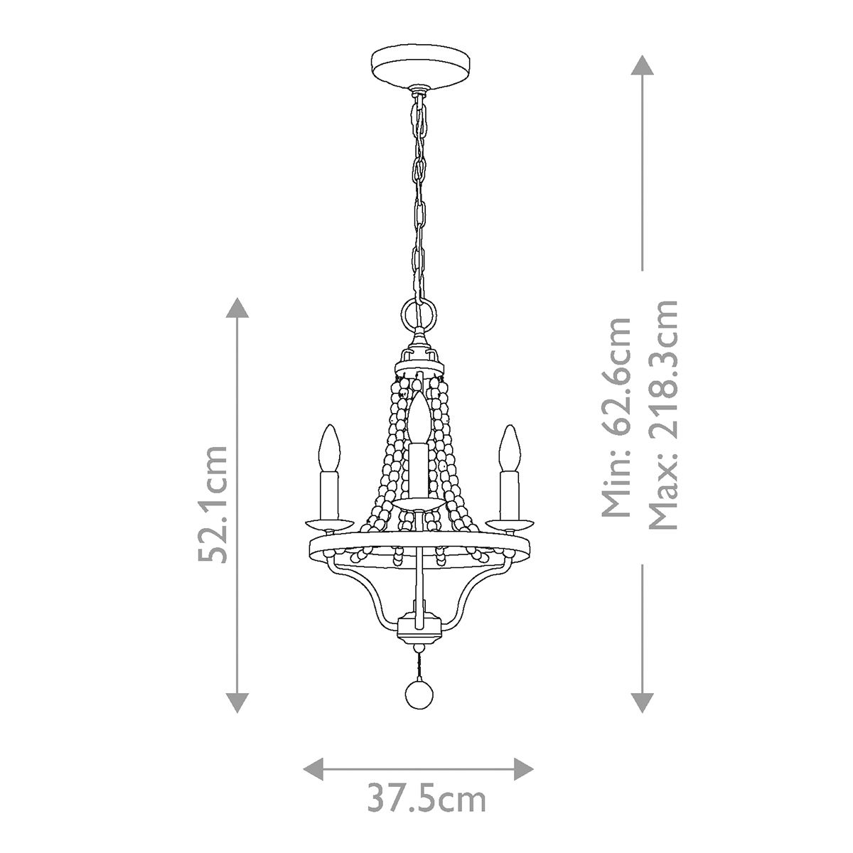 Feiss Nori 3 Light Chandelier - Dark Weathered Zinc & Driftwood Grey