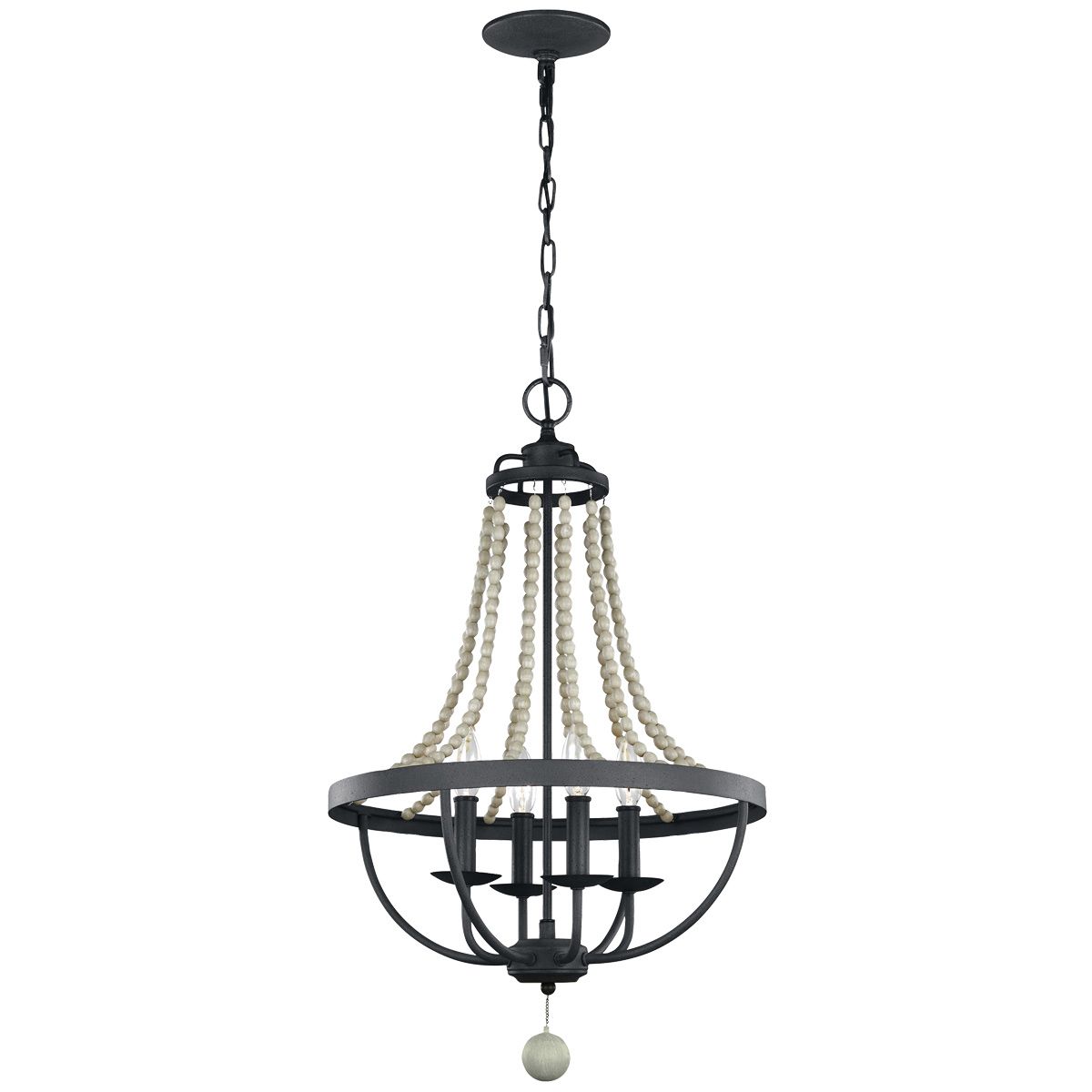 Feiss Nori 4 Light Chandelier - Dark Weathered Zinc & Driftwood Grey