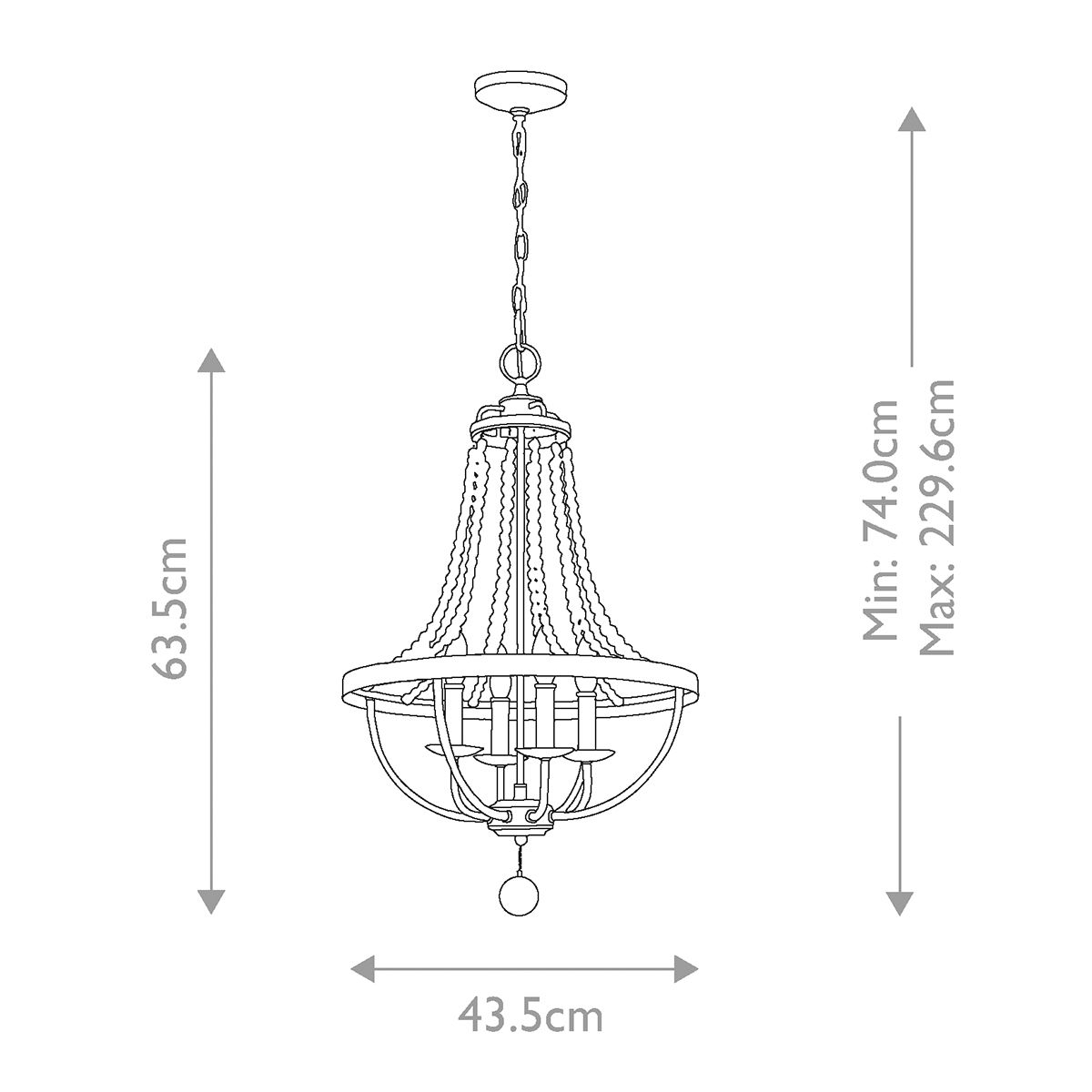 Feiss Nori 4 Light Chandelier - Dark Weathered Zinc & Driftwood Grey