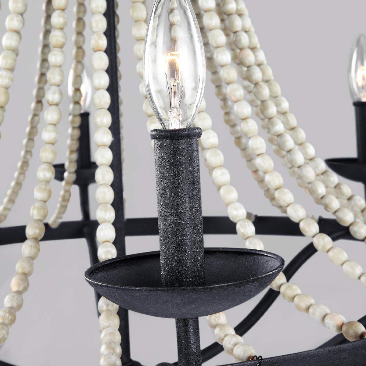 Feiss Nori 6 Light Chandelier - Dark Weathered Zinc & Driftwood Grey