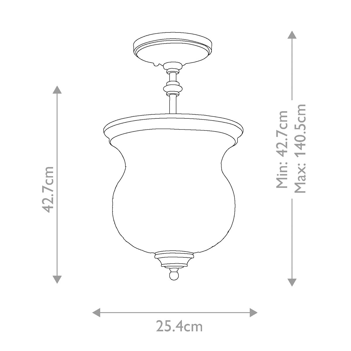 Feiss Pickering Lane 3 Light Semi-Flush - Black
