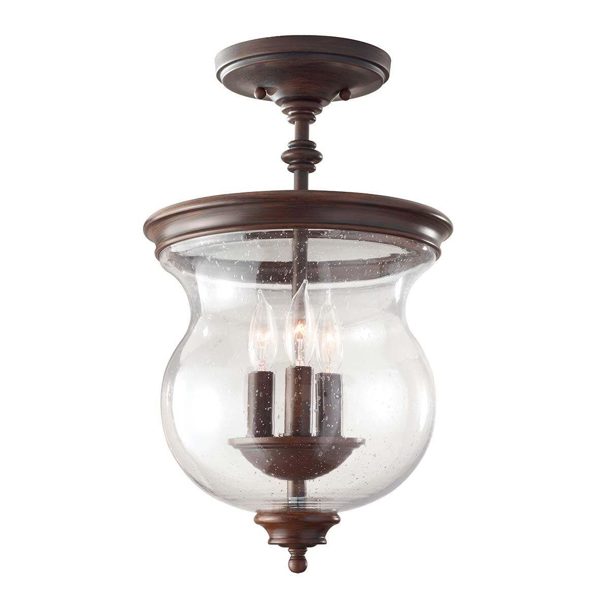 Feiss Pickering Lane 3 Light Semi-Flush Fitting - Heritage Bronze