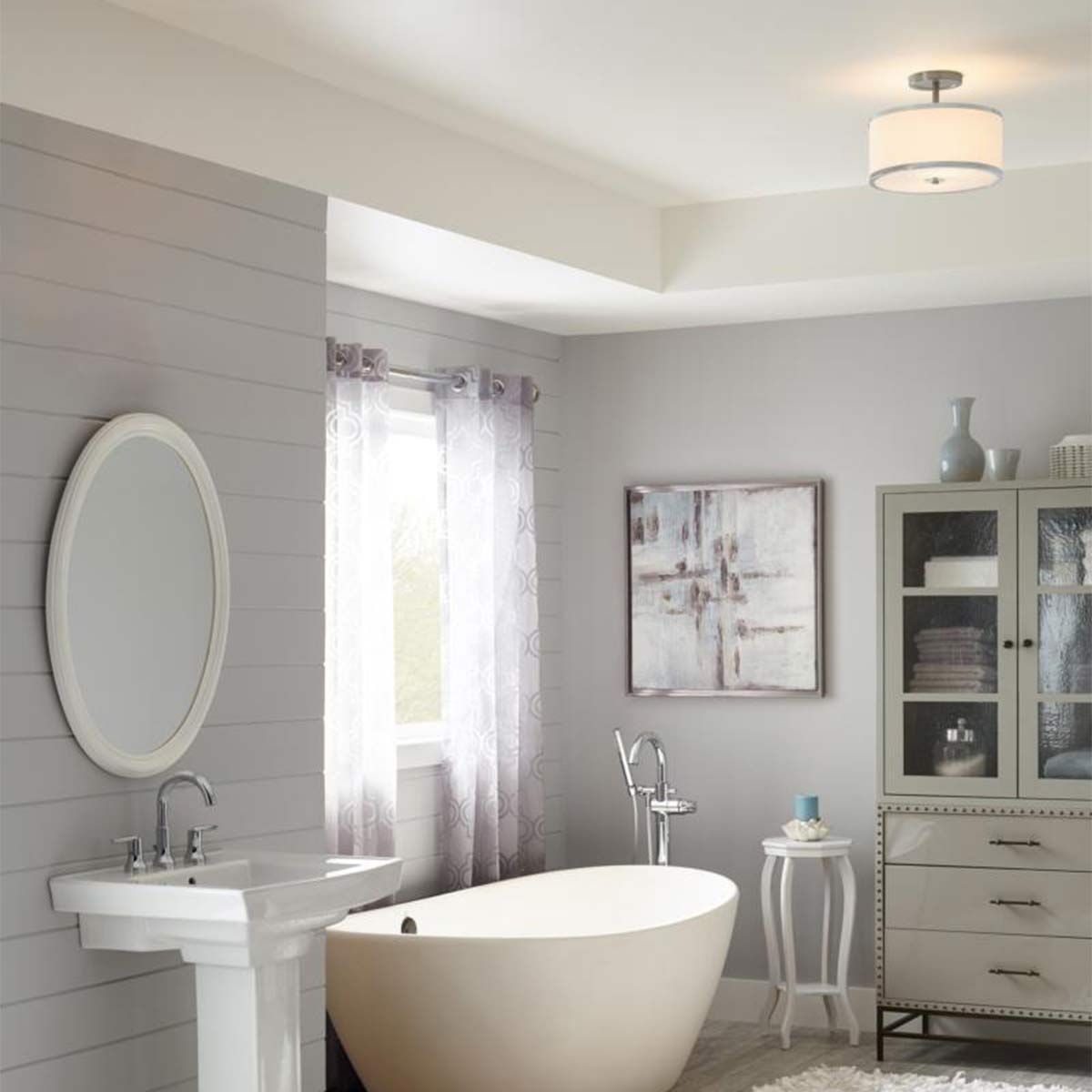 Feiss Prospect Park 2 Light Semi-Flush - Satin Nickel & Chrome