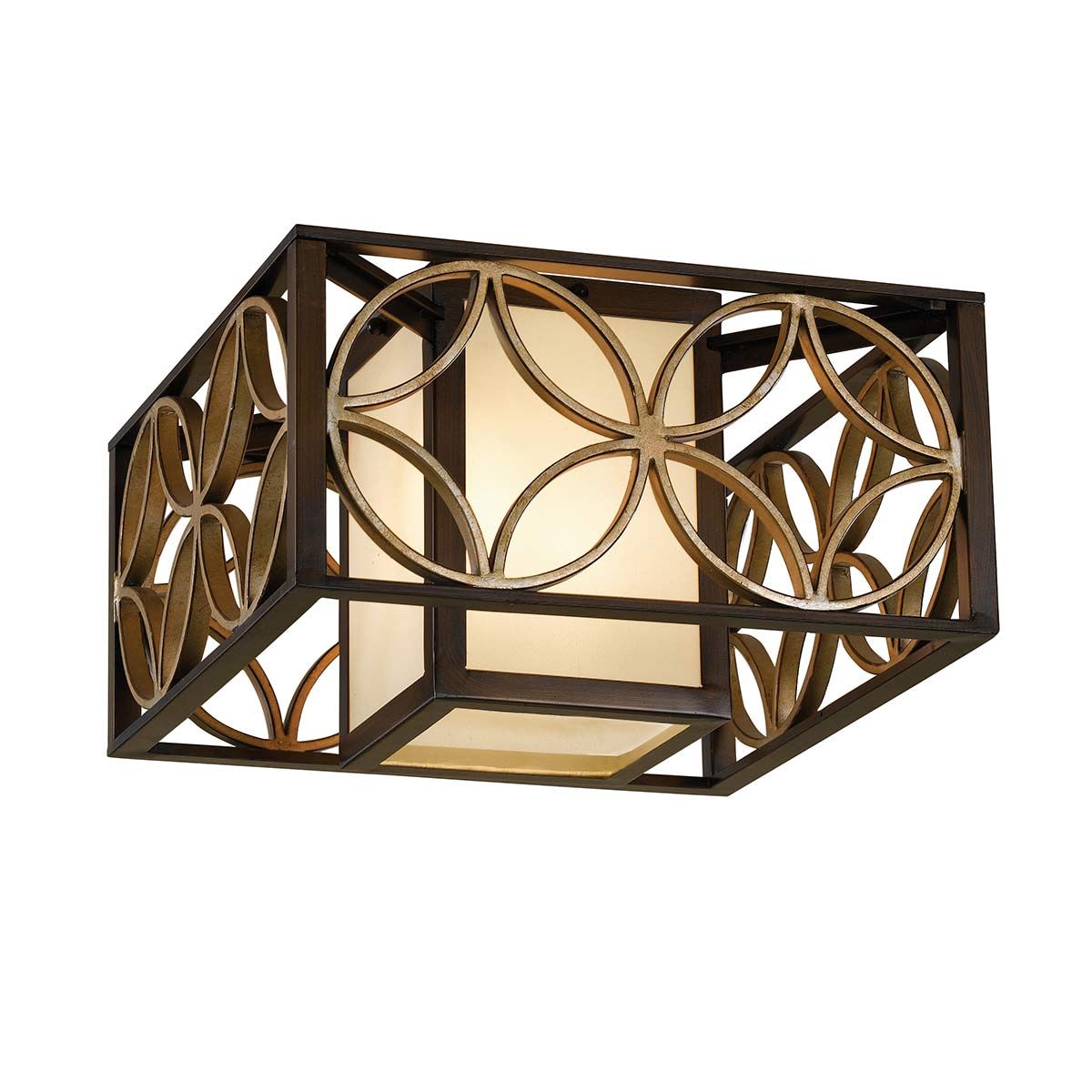 Feiss Remy 2 Light Flush Fitting - Heritage Bronze & Parisienne Gold