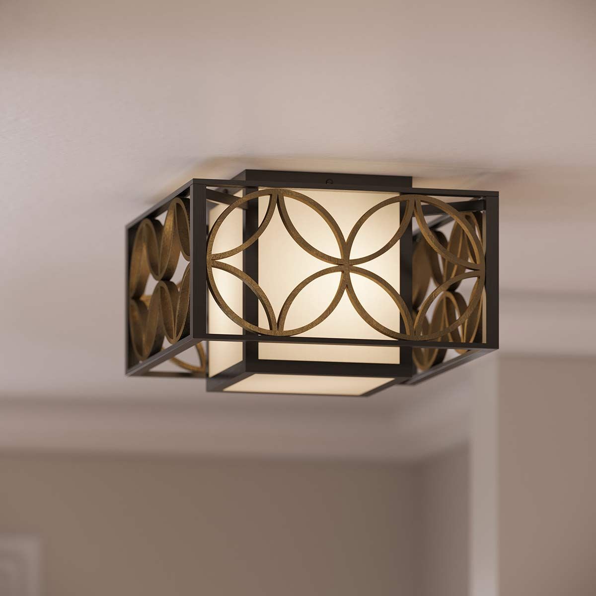 Feiss Remy 2 Light Flush Fitting - Heritage Bronze & Parisienne Gold