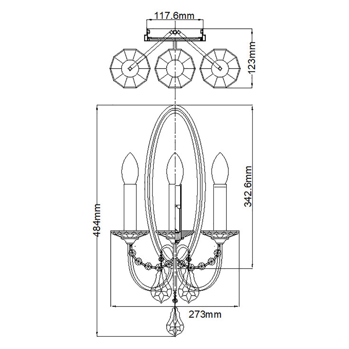 Feiss Valentina 3 Light Wall Light - Oxidized Bronze