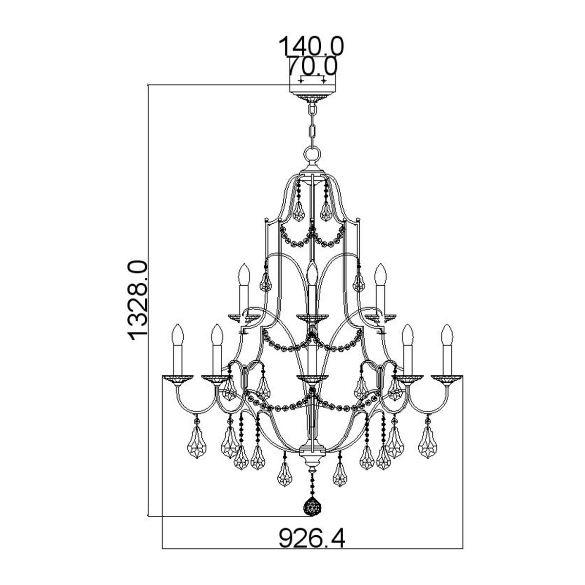 Feiss Valentina 12 Light Multi-Tier Chandelier - Oxidized Bronze